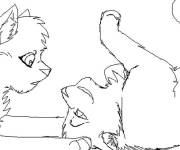 Coloriage Chats guerriers se d&eacute;tendent