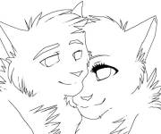 Coloriage Couple des chats de tirubu