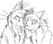 Coloriage Couple des chats guerriers