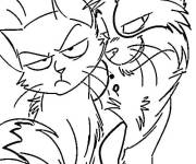 Coloriage Deux chat guerriers dr&ocirc;les
