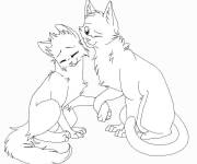 Coloriage Deux chats amoureux de la serie warrior cats