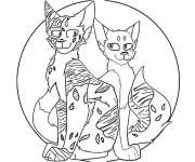 Coloriage Deux chats tribal