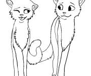 Coloriage Les amoureux chats ensemble