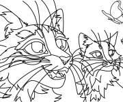 Coloriage Papillon et Chats Guerriers
