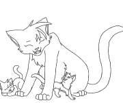 Coloriage Sc&egrave;ne de m&egrave;re-h&eacute;ro&iuml;ne et ses petits de Warrior Cats