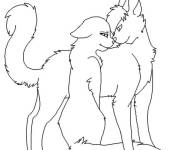 Coloriage Sentilmen d'amour des chats guerriers