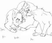 Coloriage Snowfur et Bluestar triste