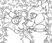 Coloriage Warrior Cats &agrave; motif en coeurs d'amour