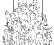 Coloriage Warrior Cats avec des feuilles