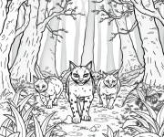 Coloriage Warrior Cats et sc&egrave;ne de tribe