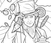 Coloriage Willy Wonka r&eacute;aliste avec des bonbons