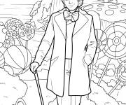 Coloriage Wonka debout dans le jardin des sucettes