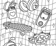 Coloriage Appareils GSM et les &eacute;l&eacute;ments de Y2K