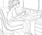 Coloriage Bureau PC classique de Y2K