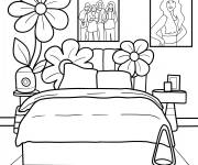 Coloriage Chambre Y2K avec posters de film sur le mur