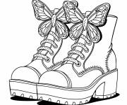 Coloriage Chaussures &agrave; base de papillons avec des orteils ronds de Y2K