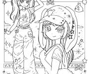 Coloriage Deux filles en habillage de Y2K