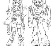 Coloriage Deux filles fashionista de l'an 2000