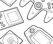 Coloriage Disquette, manette PlayStation, Game Boy et CD de Y2k