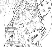 Coloriage Fille en clothing de l'an 2000 avec son skateboard