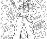 Coloriage Fille en mode Y2K
