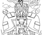 Coloriage Fille en mode Y2K de bande anim&eacute;e