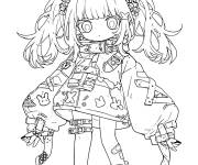 Coloriage Fille mignonne en mode Y2K