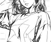 Coloriage Jolie fille en design de l'an 2000