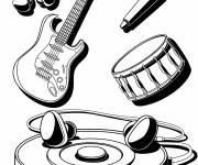 Coloriage Lecteur MP3 avec &eacute;couteurs et ic&ocirc;nes de musique expressive de Y2K