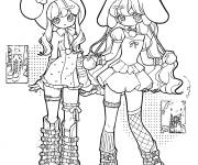 Coloriage Les deux filles avec des oreilles de lapin de Y2K