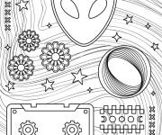 Coloriage Ovnis et cassettes de Y2K