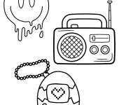 Coloriage et dessins gratuit Radio, Smiley et Jouets Y2K à imprimer