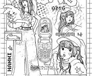 Coloriage Style des ann&eacute;es 2000 Y2K