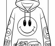 Coloriage Sweat &agrave; capuche confortable avec smiley de Y2K