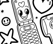Coloriage T&eacute;l&eacute;phone GSM parmi les &eacute;toiles Y2K