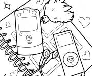 Coloriage T&eacute;l&eacute;phone portable, ordinateur portable et iPod de Y2K