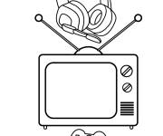 Coloriage et dessins gratuit Vieille T&eacute;l&eacute; et manette de Jeu Y2K à imprimer