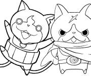 Coloriage Jibanyan et Hovernyan de Yokaiwatch