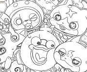 Coloriage Jibanyan, Murmure, Komasan, Usapyon, Hovernyan