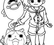 Coloriage Katie Forester, Jibanyan et Whisper