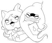 Coloriage Murmure et Jibanyan heureux