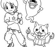 Coloriage Nathan Adams  avec Jibanyan et Murmure