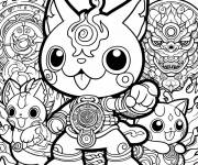 Coloriage Personnages Yo Kai &agrave; motif