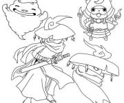 Coloriage Quatre personnages de Yokai