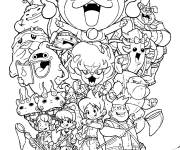 Coloriage Tous les personnages de Yo kai Watch