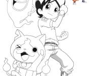 Coloriage Yo Kai Watch avec modele en couleurs