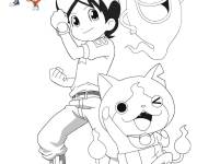 Coloriage Yokaiwatch avec un mod&egrave;le en couleur