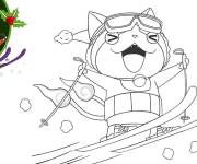 Coloriage Yokaiwatch faisant du ski