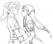 Coloriage Zelda et Link en couleur