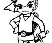 Coloriage Zelda Link en noir et blanc